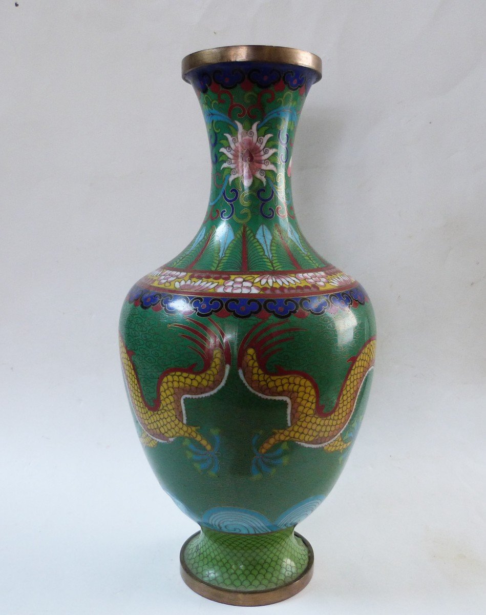 Chinese Cloisonné Enamel Vase, 19th Century-photo-4