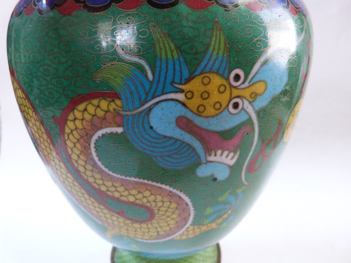 Chinese Cloisonné Enamel Vase, 19th Century-photo-1