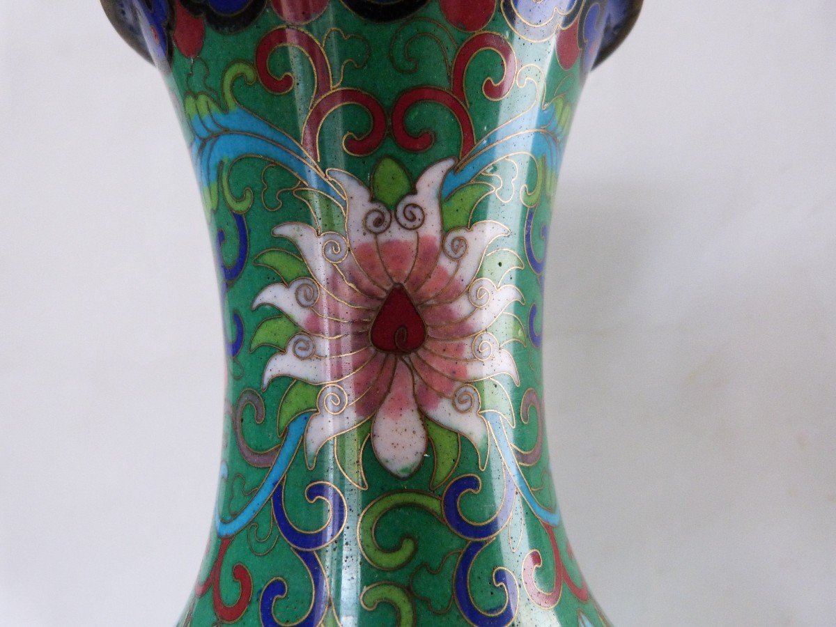 Chinese Cloisonné Enamel Vase, 19th Century-photo-2