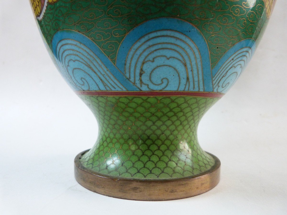 Chinese Cloisonné Enamel Vase, 19th Century-photo-3