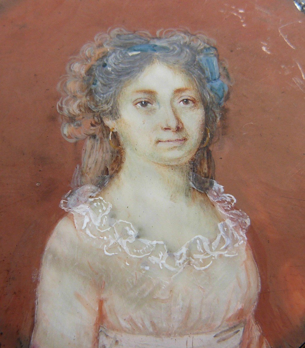 Miniature Portrait De Femme Fin Du XVIIIeme Début Du XIXeme Siècle 