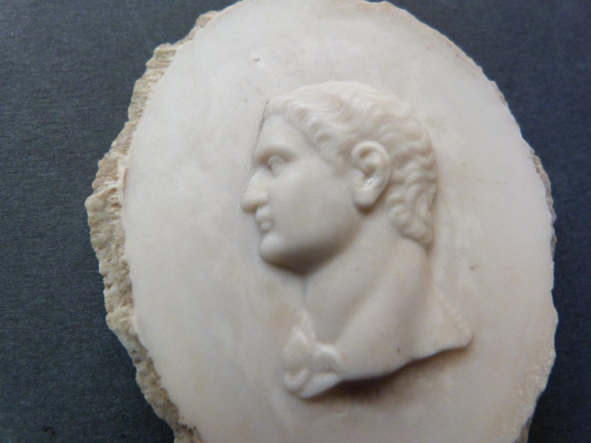 Rare Cameo Sculpture On Sea Foam Bust Of Emperor Domitian After Antique -photo-2