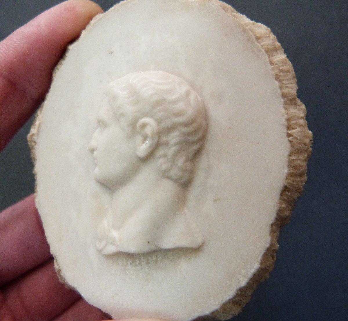 Rare Cameo Sculpture On Sea Foam Bust Of Emperor Domitian After Antique -photo-4