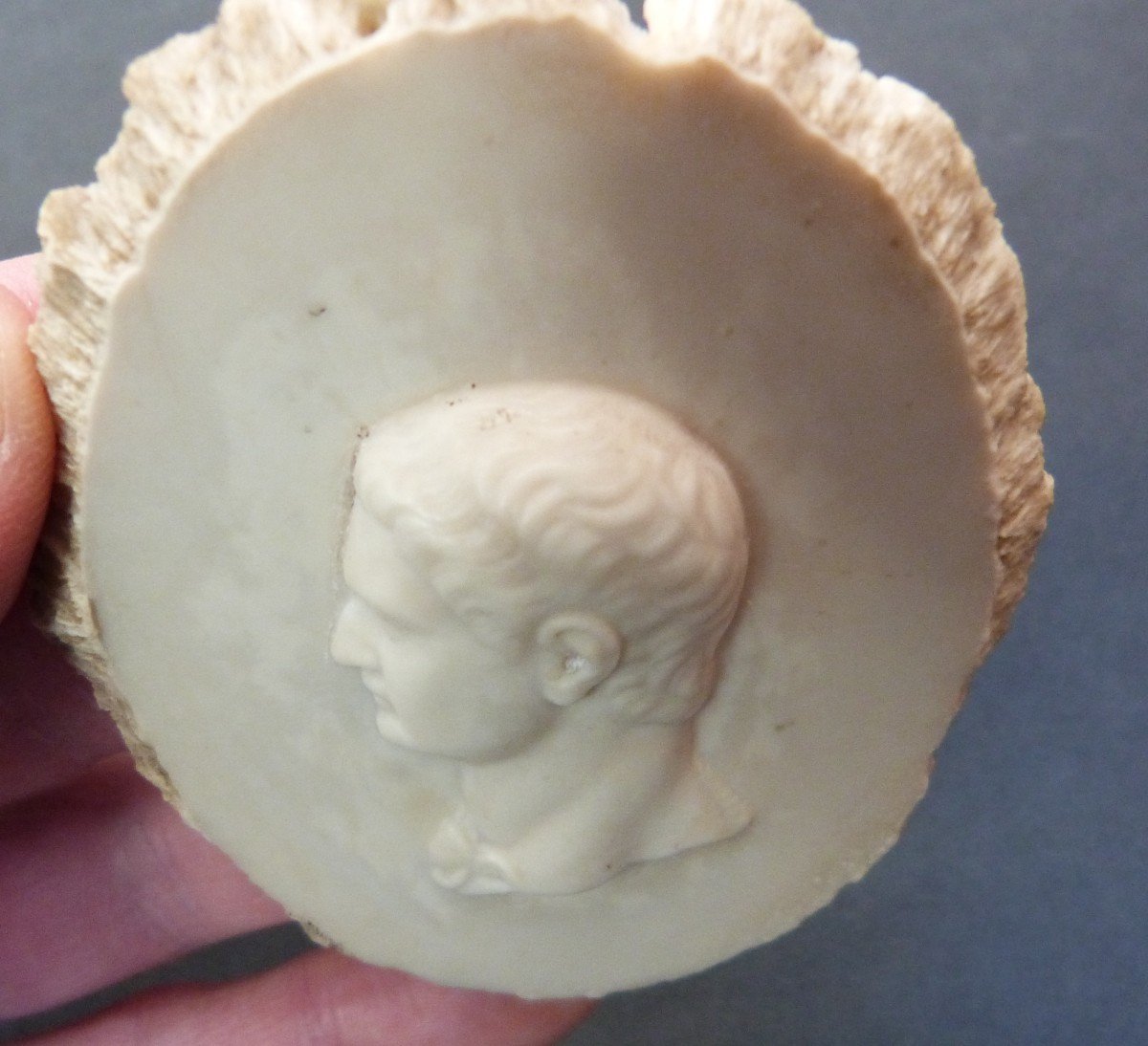 Rare Cameo Sculpture On Sea Foam Bust Of Emperor Domitian After Antique -photo-1