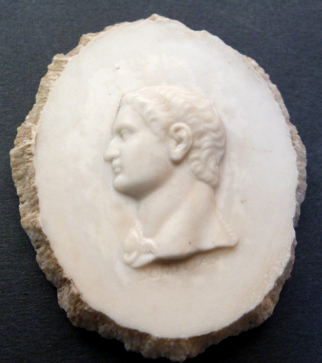 Rare Cameo Sculpture On Sea Foam Bust Of Emperor Domitian After Antique 