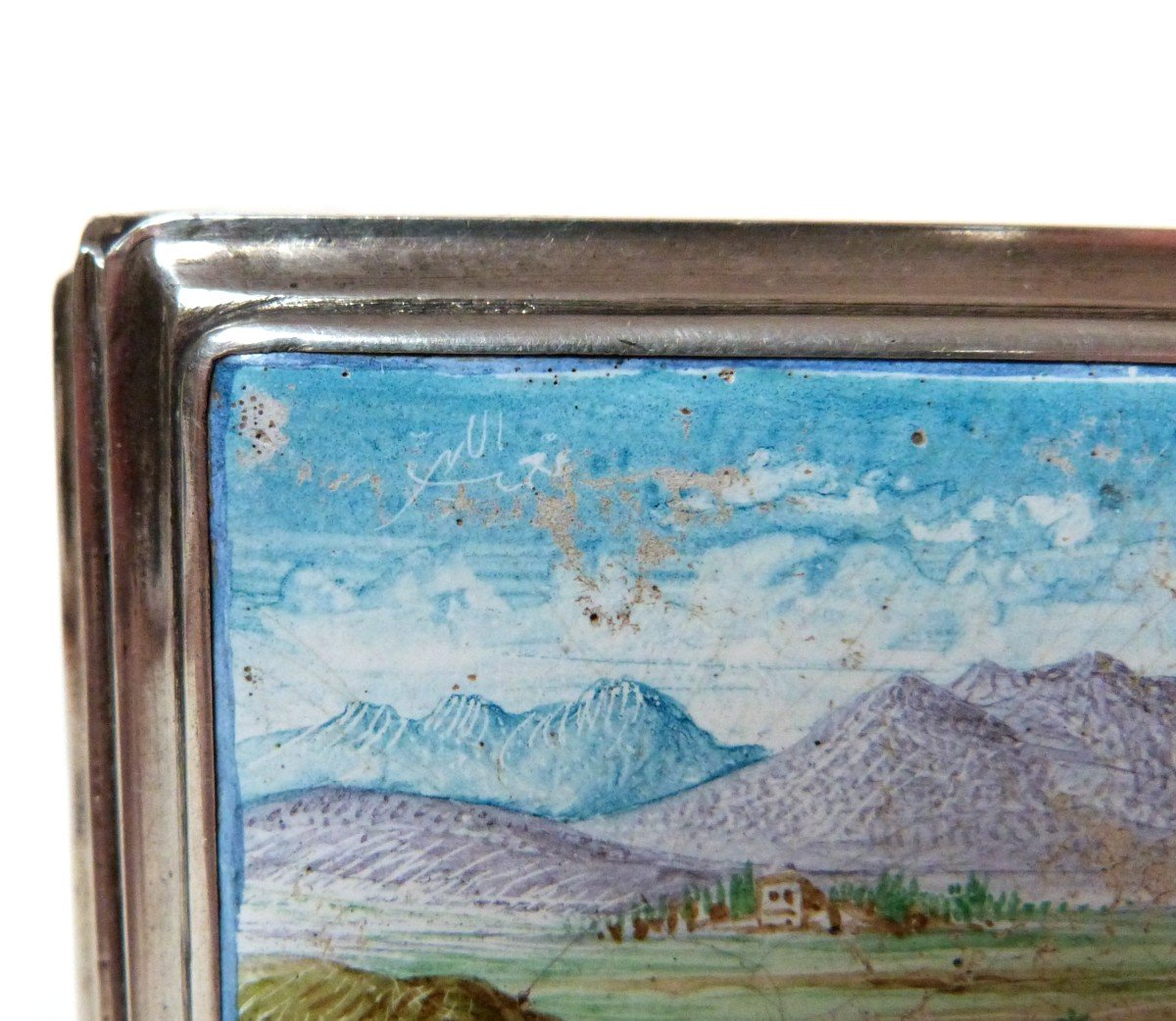 Etui Porte Cigarettes Argent Massif Décor Peint émaillé miniature Perse Iran XXeme -photo-2