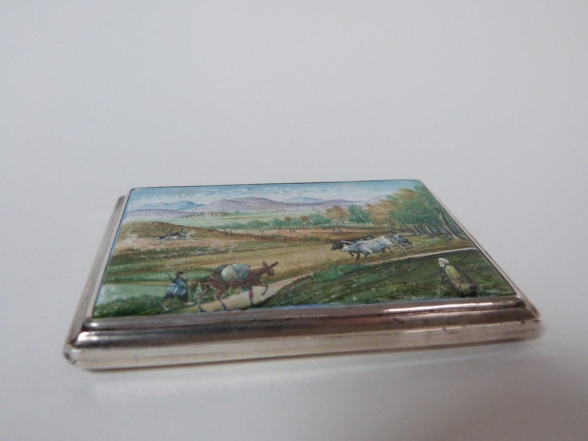 Etui Porte Cigarettes Argent Massif Décor Peint émaillé miniature Perse Iran XXeme -photo-6