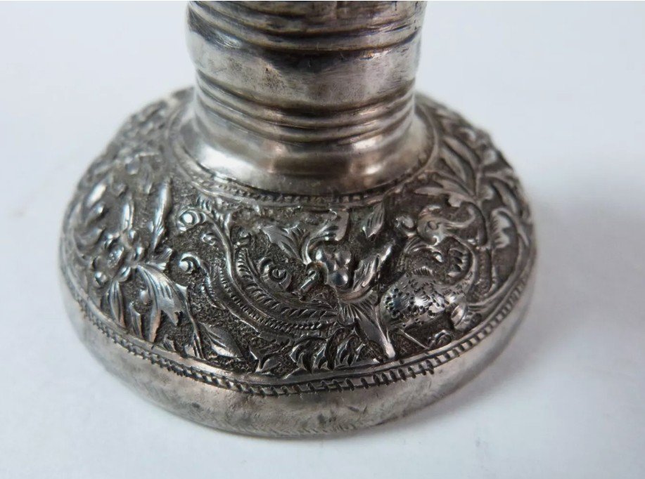 Solid Silver Opium Smoking Set China 19th Century-photo-3