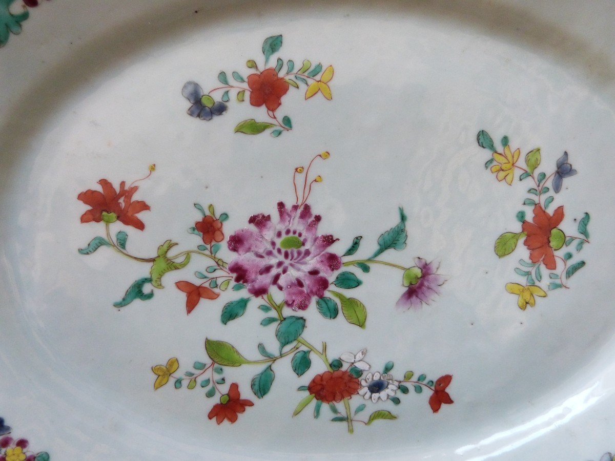 Pair Of 18th Century Chinese Porcelain Dishes, Compagnie Des Indes, Famille Rose-photo-3