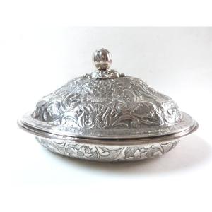 Pierre Queille Goldsmith Sterling Silver Rare 19th Century Covered Dish