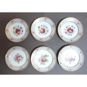 Set Of Porcelain Plates 18th Century Paris Rue Thiroux Guy Housel Manufacture De La Reine