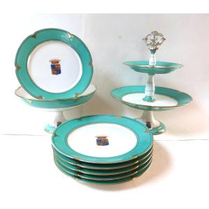 Paris Porcelain Dessert Service With Castelnau Family Coat Of Arms 