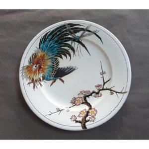  Bordeaux Vieillard And Eugène Millet Enamel Plate Japanese Decor Large Birds