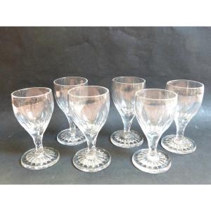 Ensemble De 6 Verres à Vin En Cristal De Montcenis - Le Creusot époque Empire 