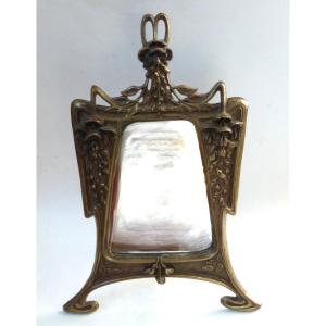 Georges Leuleu Rare Art Nouveau Bronze Table Mirror