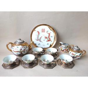 Solid Silver And Porcelain Tea Set From China For Vietnam 