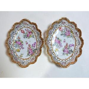 Pair Of Openwork Porcelain Dishes 18th Century Belgium - Germany 