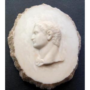 Rare Cameo Sculpture On Sea Foam Bust Of Emperor Domitian After Antique 