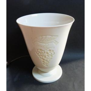 Sèvres Art Deco Lithophane Porcelain Illuminating Basin Lamp