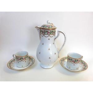 Part Of A 18th Century Paris Porcelain Coffee Service Jug And Cups