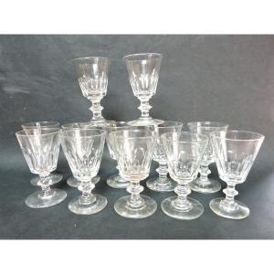 12 Saint Louis Crystal Port Glasses, Caton Model, 19th Century