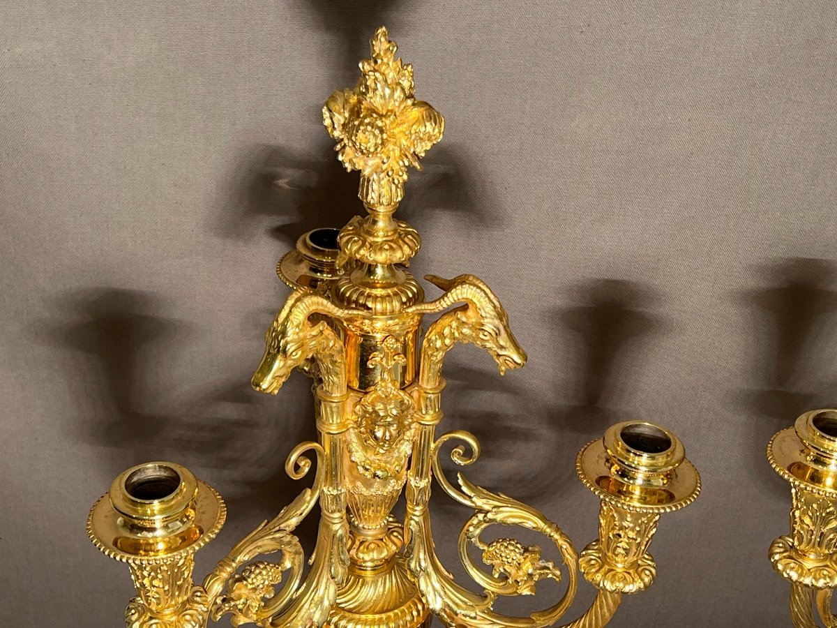 Pair Of Candelabras In Gilt Bronze F. Barbedienne Nineteenth-photo-8