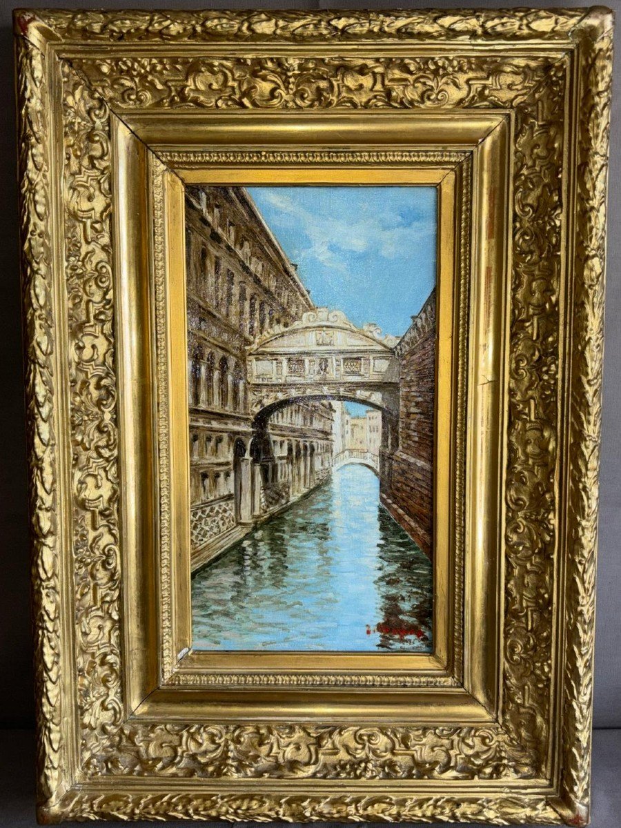 Oil Painting On Canvas The Bridge Of Sighs Venice-photo-3