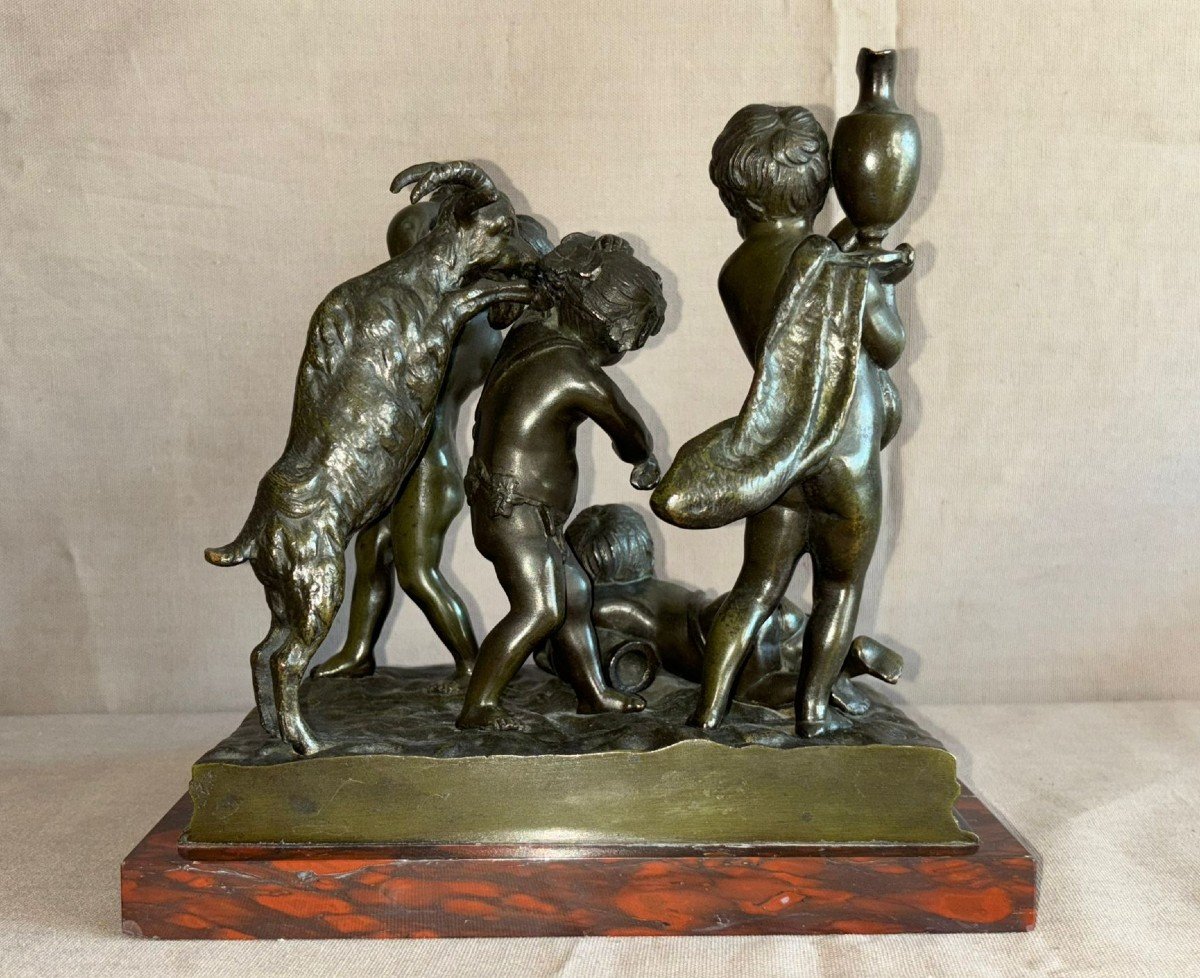 Bronze Group Signed Clodion, "child Musicians" 19th Century-photo-3