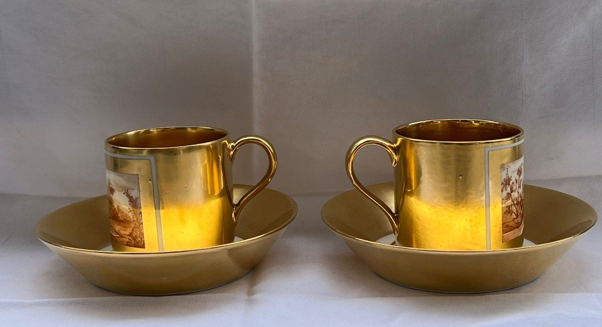 Pair Of Porcelain Cups And Saucers From Kpm 20th Century-photo-2