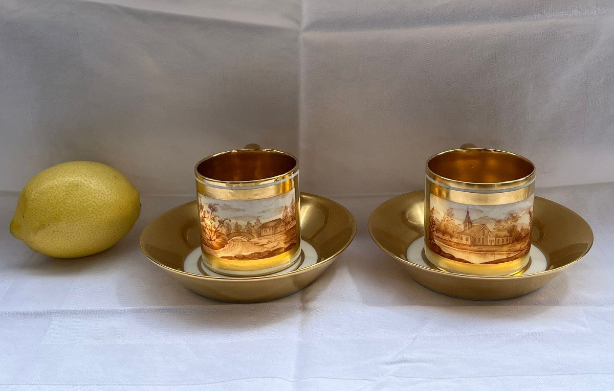 Pair Of Porcelain Cups And Saucers From Kpm 20th Century