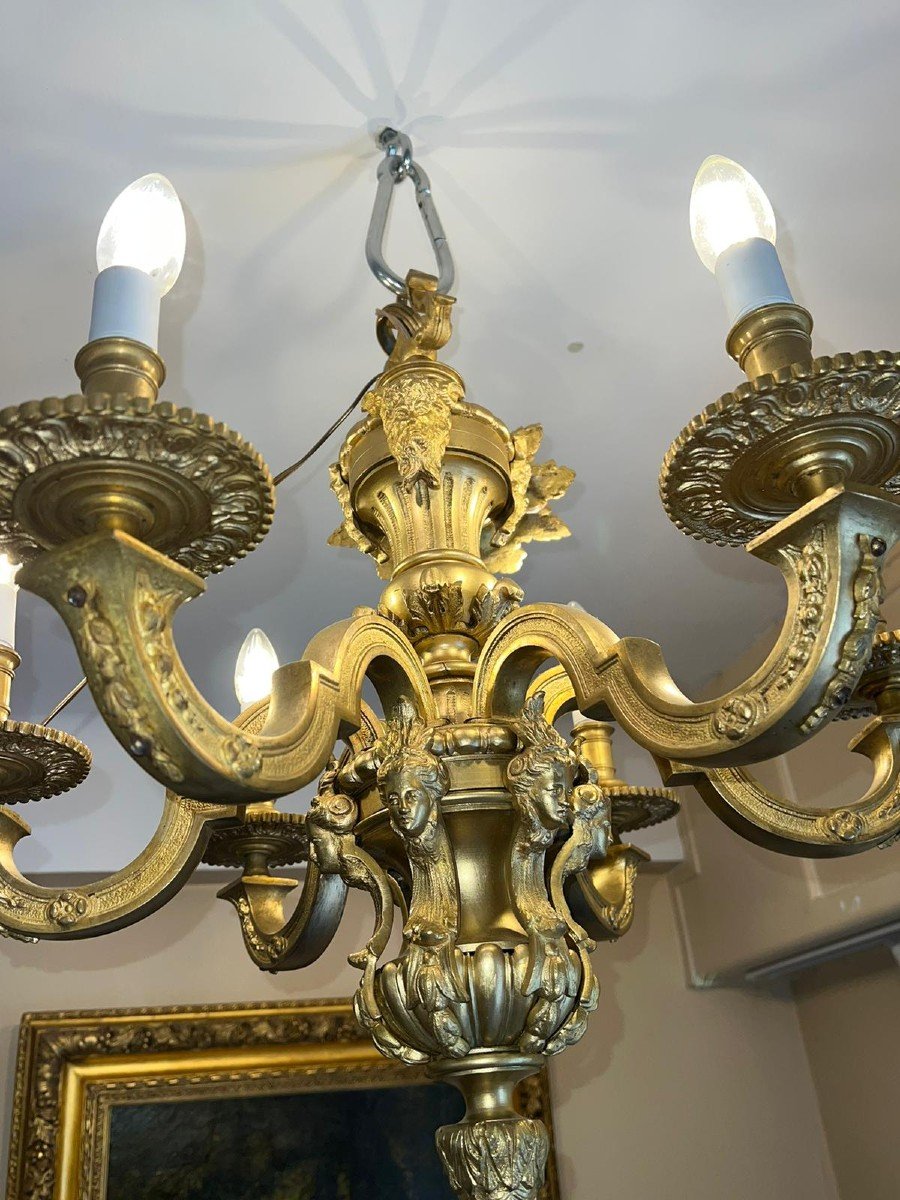 19th Century Gilt Bronze Chandelier-photo-2