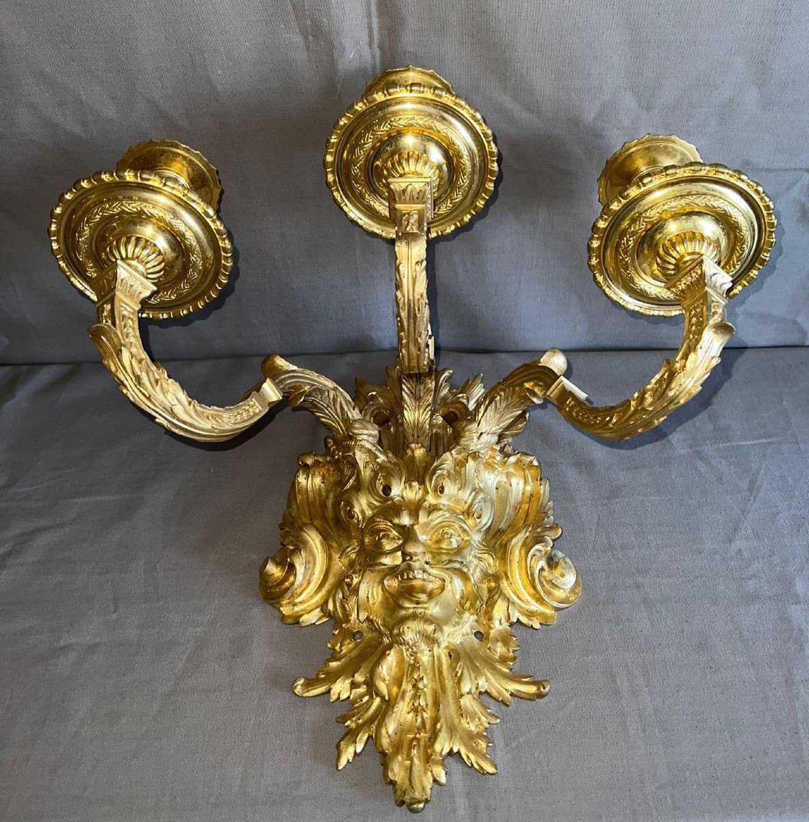 Pair Of Gilt Bronze Wall Lights, Louis XIV Style, Mid-19th Century.  -photo-5