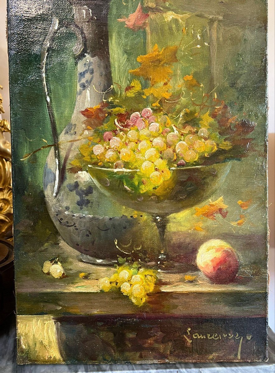 Still Life, Oil On Canvas, 19th Century-photo-4