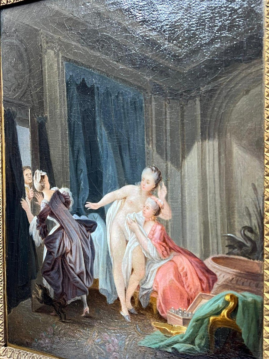  The Bath Exit Oil On Canvas 19th Century-photo-2