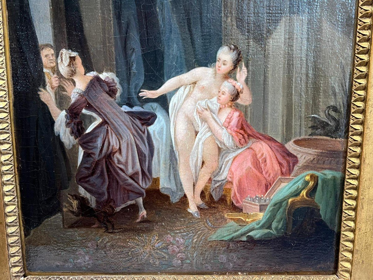  The Bath Exit Oil On Canvas 19th Century-photo-1