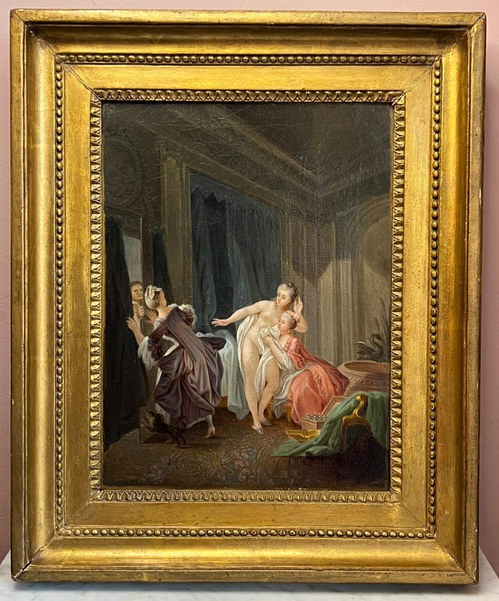  The Bath Exit Oil On Canvas 19th Century