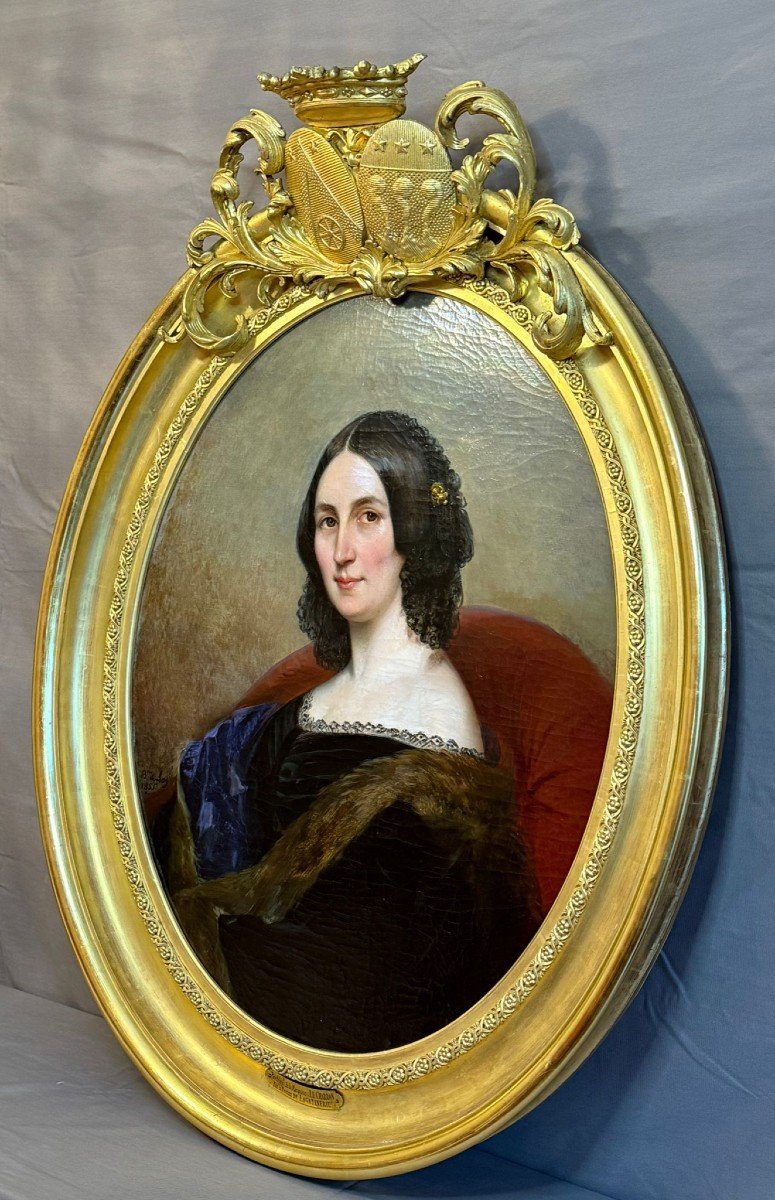 Portrait De La Marquise Le Charron - Eugénie De Lagatinerie XIXème Siècle.-photo-2