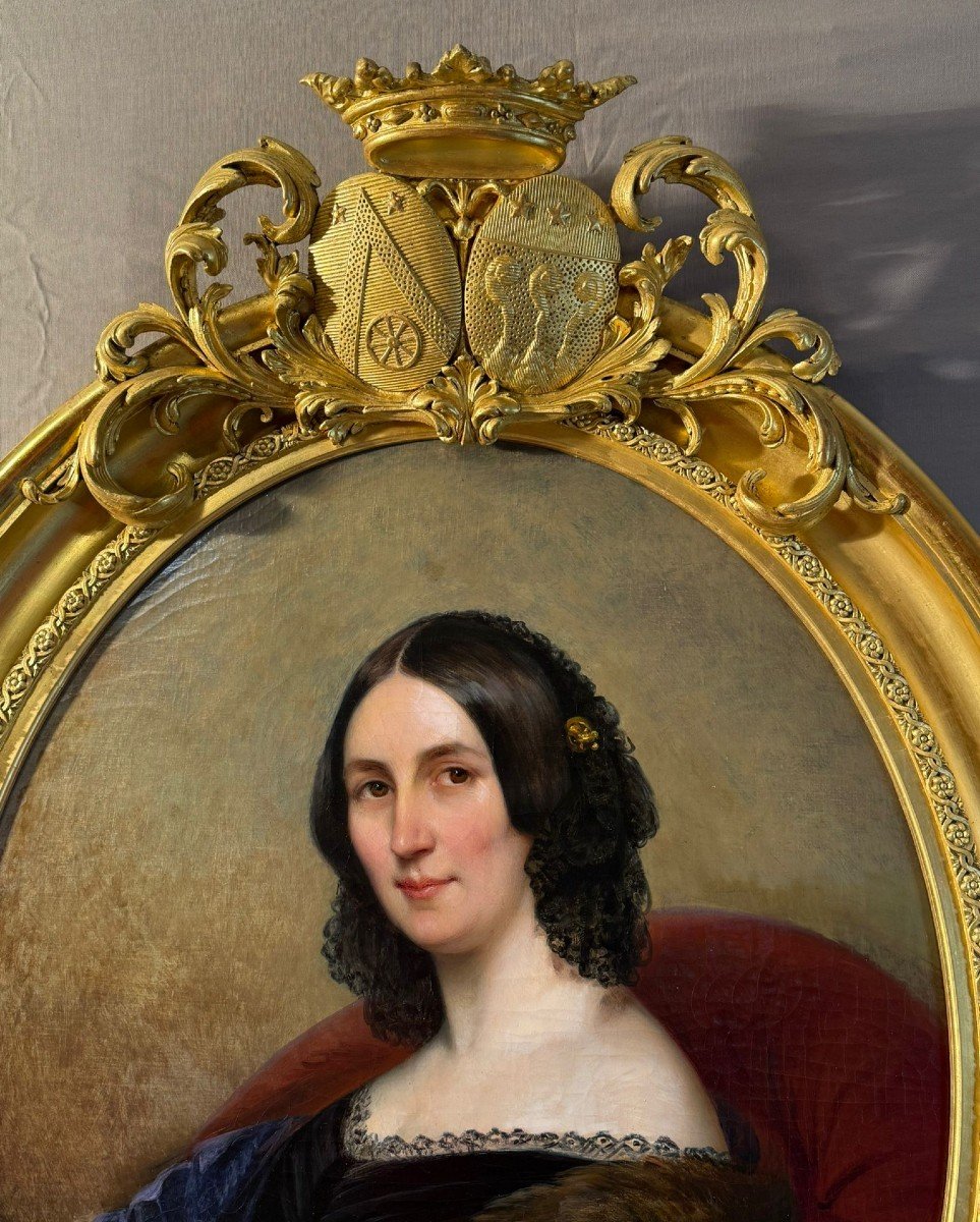 Portrait De La Marquise Le Charron - Eugénie De Lagatinerie XIXème Siècle.-photo-2