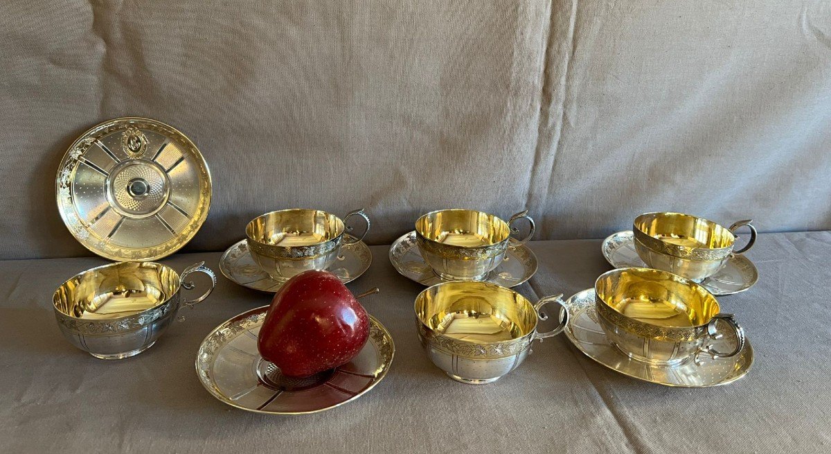 Six Solid Silver Cups, Master Goldsmith: François Nicoud, Successor To Maison Lavallée-photo-2