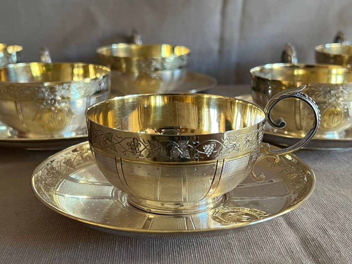 Six Solid Silver Cups, Master Goldsmith: François Nicoud, Successor To Maison Lavallée-photo-3