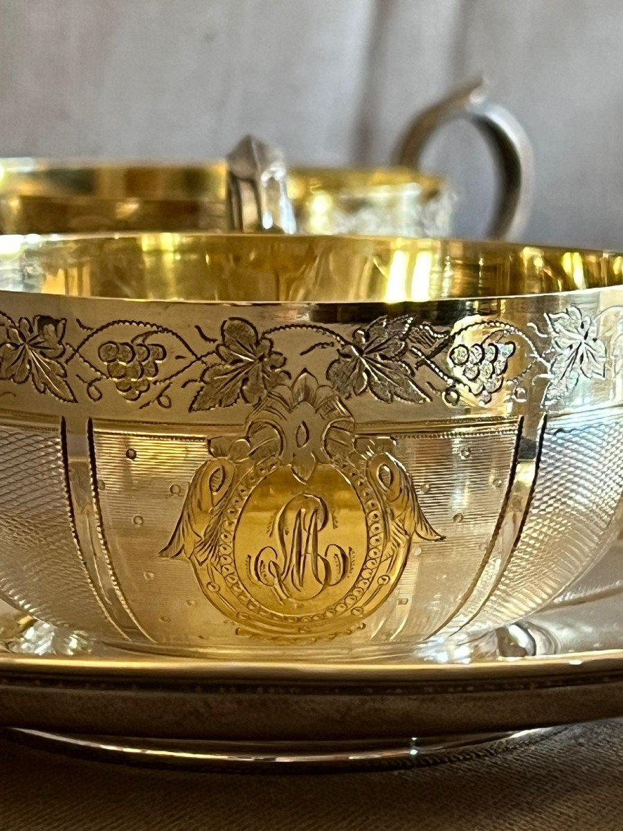 Six Solid Silver Cups, Master Goldsmith: François Nicoud, Successor To Maison Lavallée-photo-4