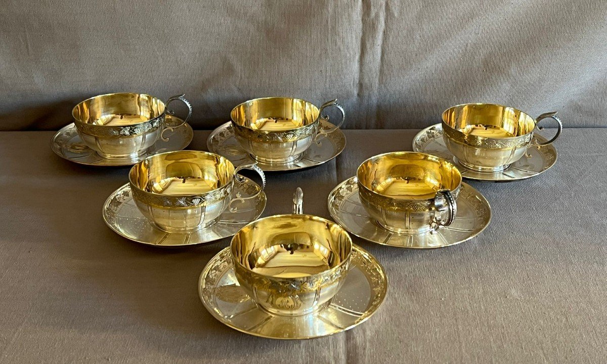 Six Solid Silver Cups, Master Goldsmith: François Nicoud, Successor To Maison Lavallée-photo-3