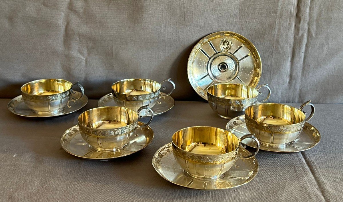 Six Solid Silver Cups, Master Goldsmith: François Nicoud, Successor To Maison Lavallée-photo-4