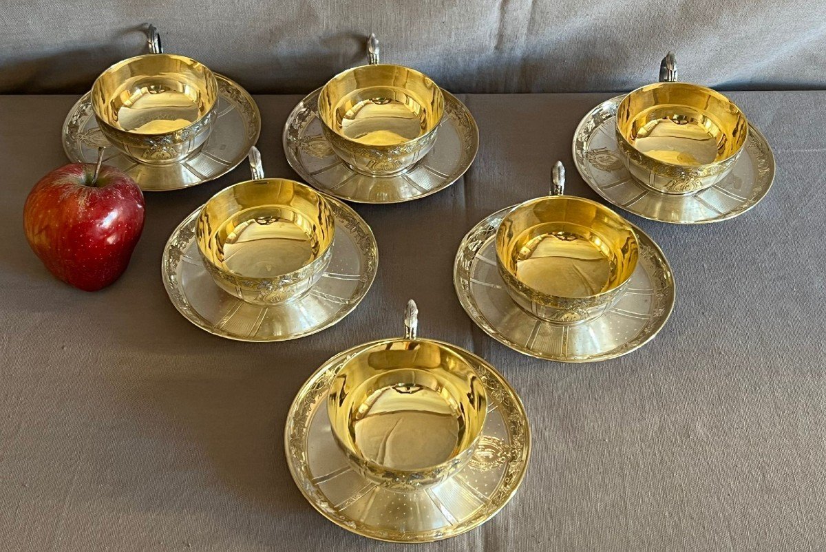 Six Solid Silver Cups, Master Goldsmith: François Nicoud, Successor To Maison Lavallée