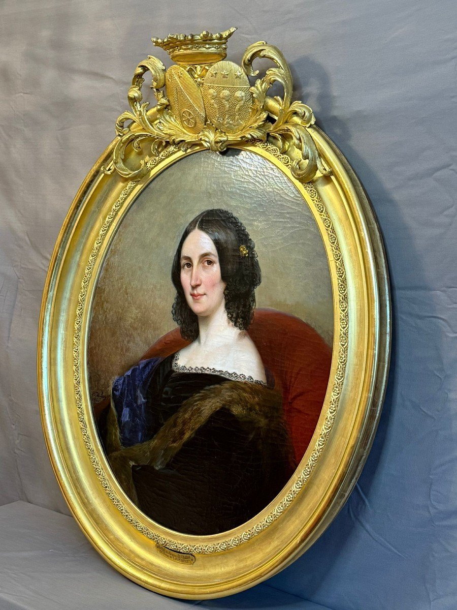 Portrait Of The Marquise Le Charron - Eugénie De Lagatinerie 19th Century.-photo-7