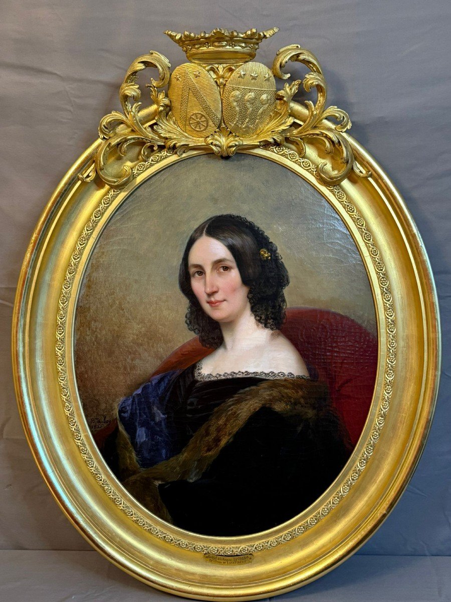 Portrait Of The Marquise Le Charron - Eugénie De Lagatinerie 19th Century.