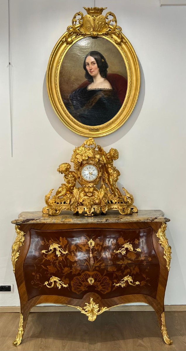 Important Chiseled Gilt Bronze Mantel Clock, 19th Century, Napoleon III Period-photo-3