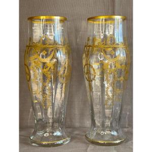 Pair Of Crystal Vases