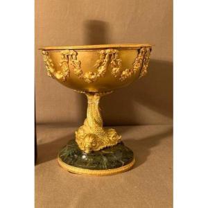 Bronze And Sea Green Marble Cup, 19th Century