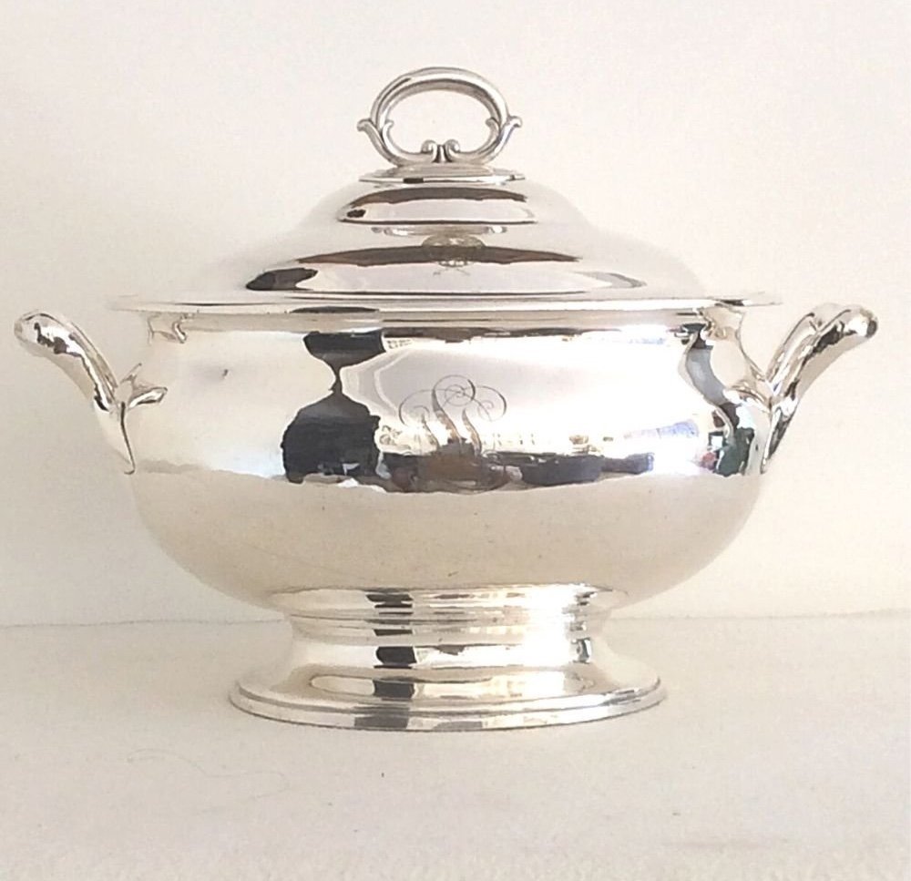 Large Tureen In Silver Plated Metal - Transatlantic Liner Le Bremes-photo-6